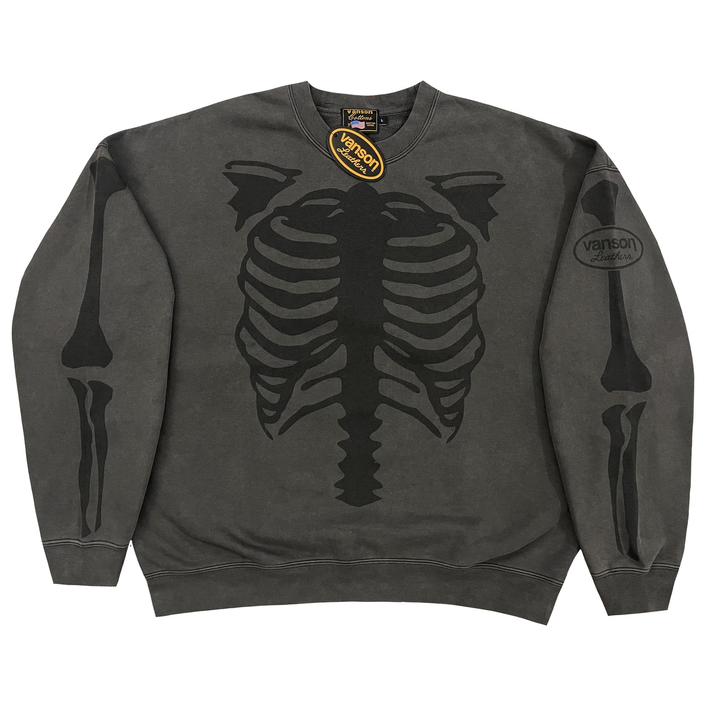 Vanson Leathers Skeleton Crewneck Jumper - L