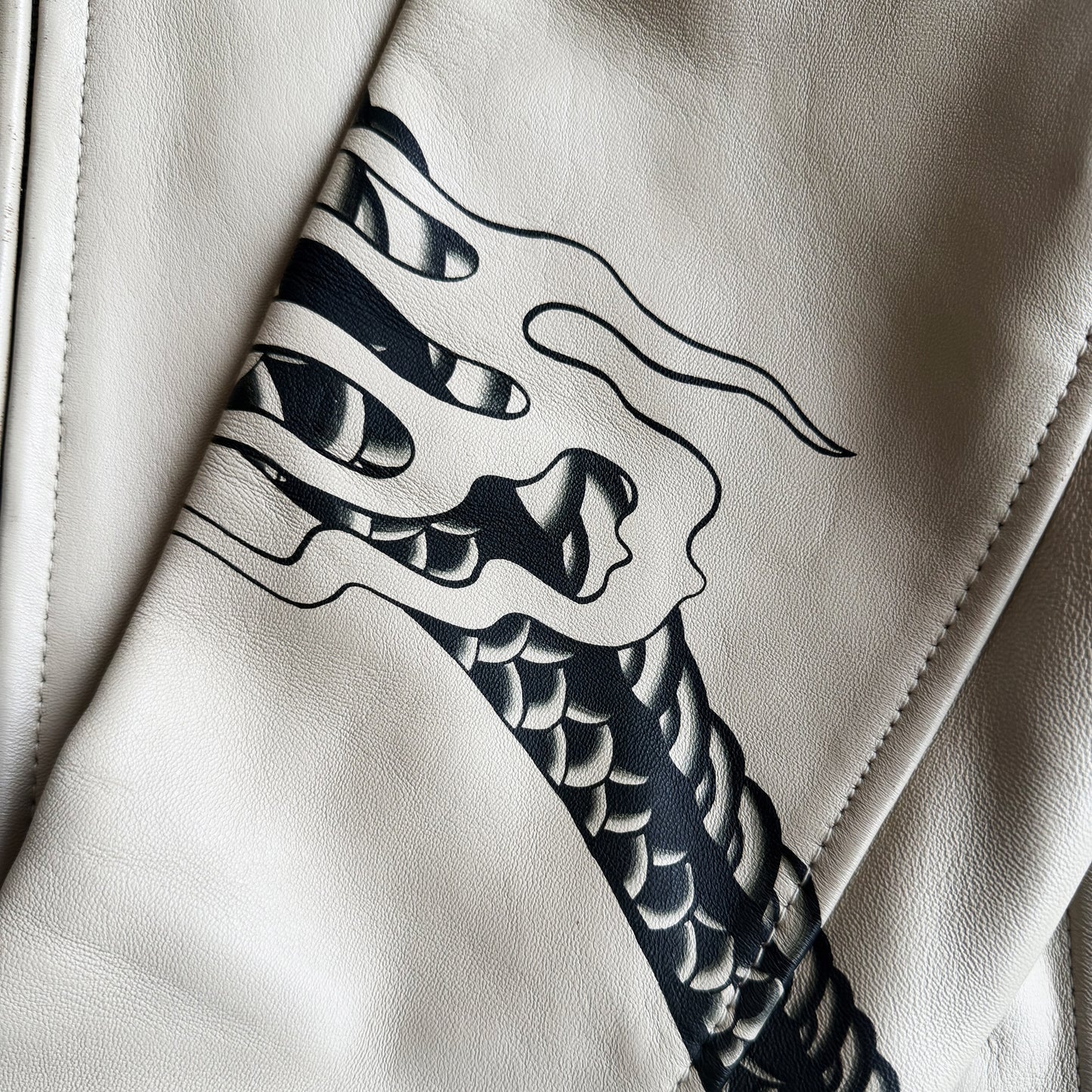 Avirex Hand Painted Snake & Dragon Leather Jacket - XL