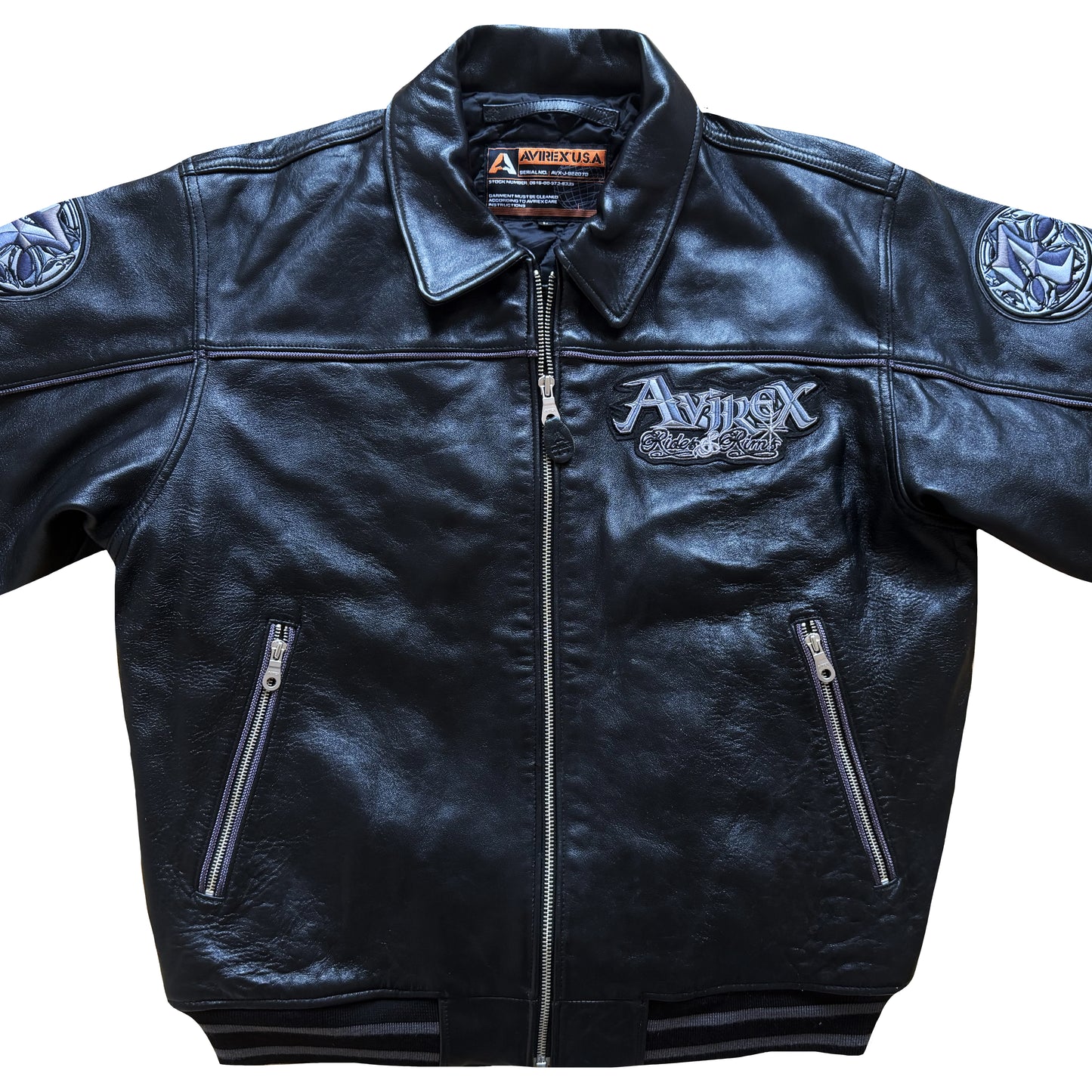 Avirex 'Rides & Rims' Leather Varsity Jacket - L