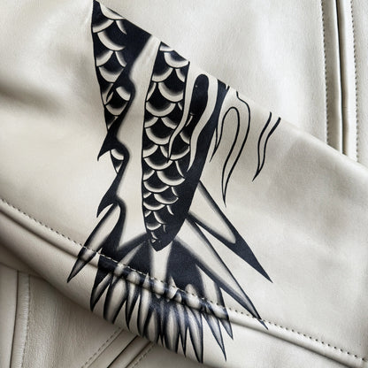 Avirex Hand Painted Snake & Dragon Leather Jacket - XL