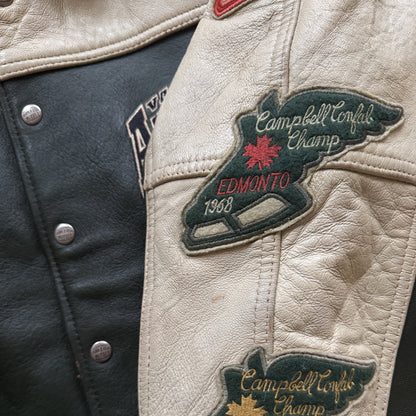 Avirex 'North West Wild Bears' Leather Varsity Jacket - S