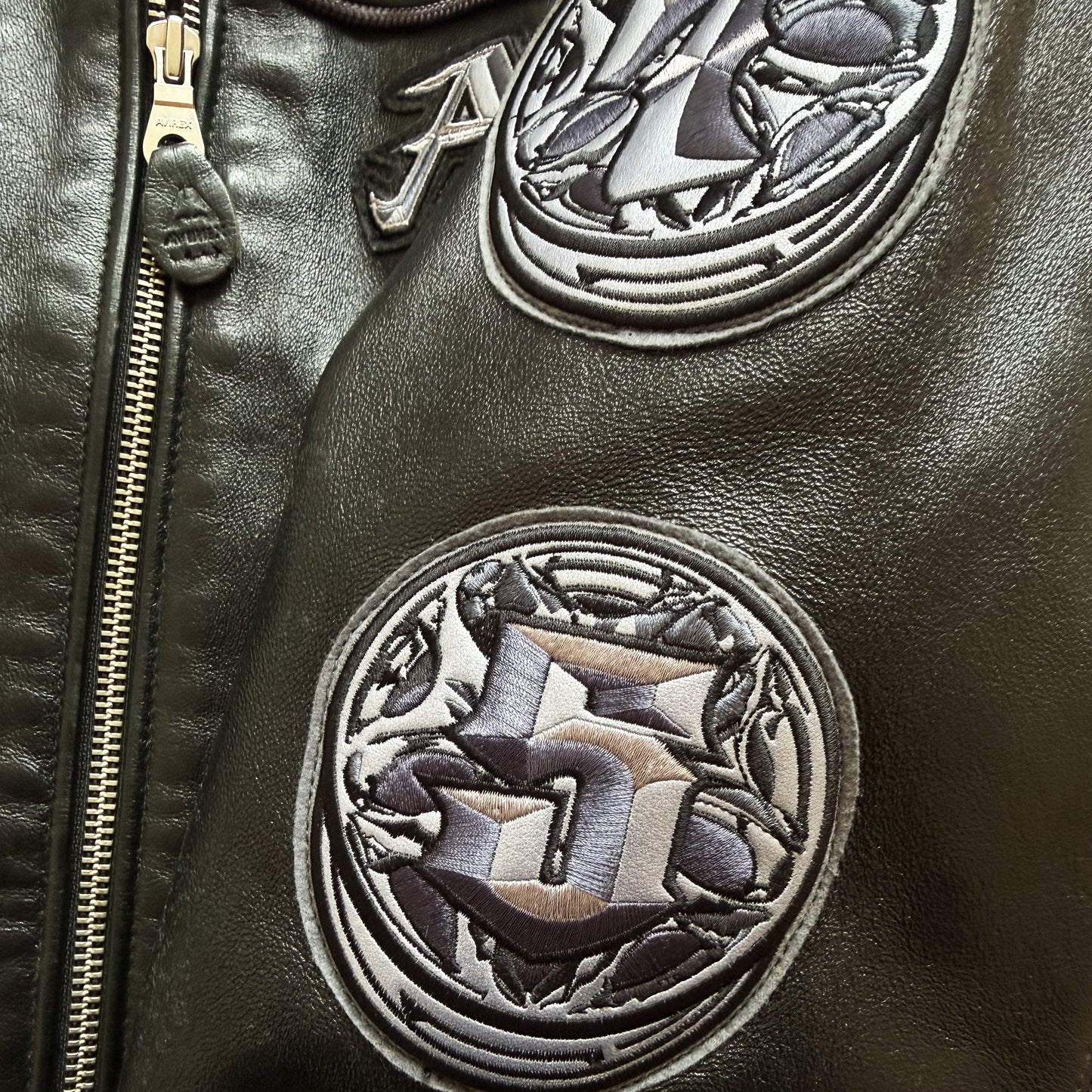 Avirex 'Rides & Rims' Leather Varsity Jacket - L