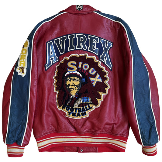 Avirex Sioux Football Team Leather Varsity Jacket - S