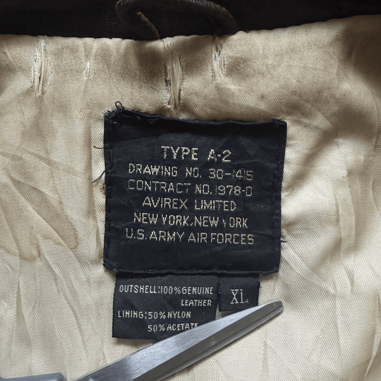 Avirex 'China Doll' 1987 A2 Leather Flight Jacket - XL