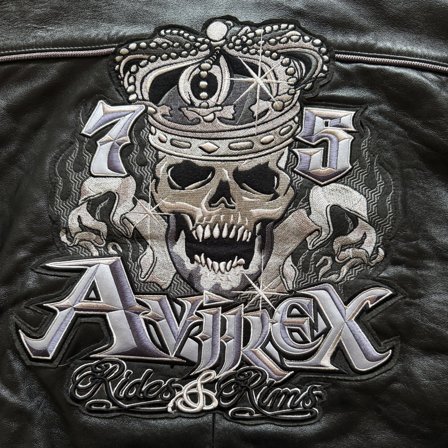 Avirex 'Rides & Rims' Leather Varsity Jacket - L