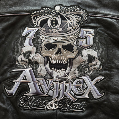 Avirex 'Rides & Rims' Leather Varsity Jacket - L