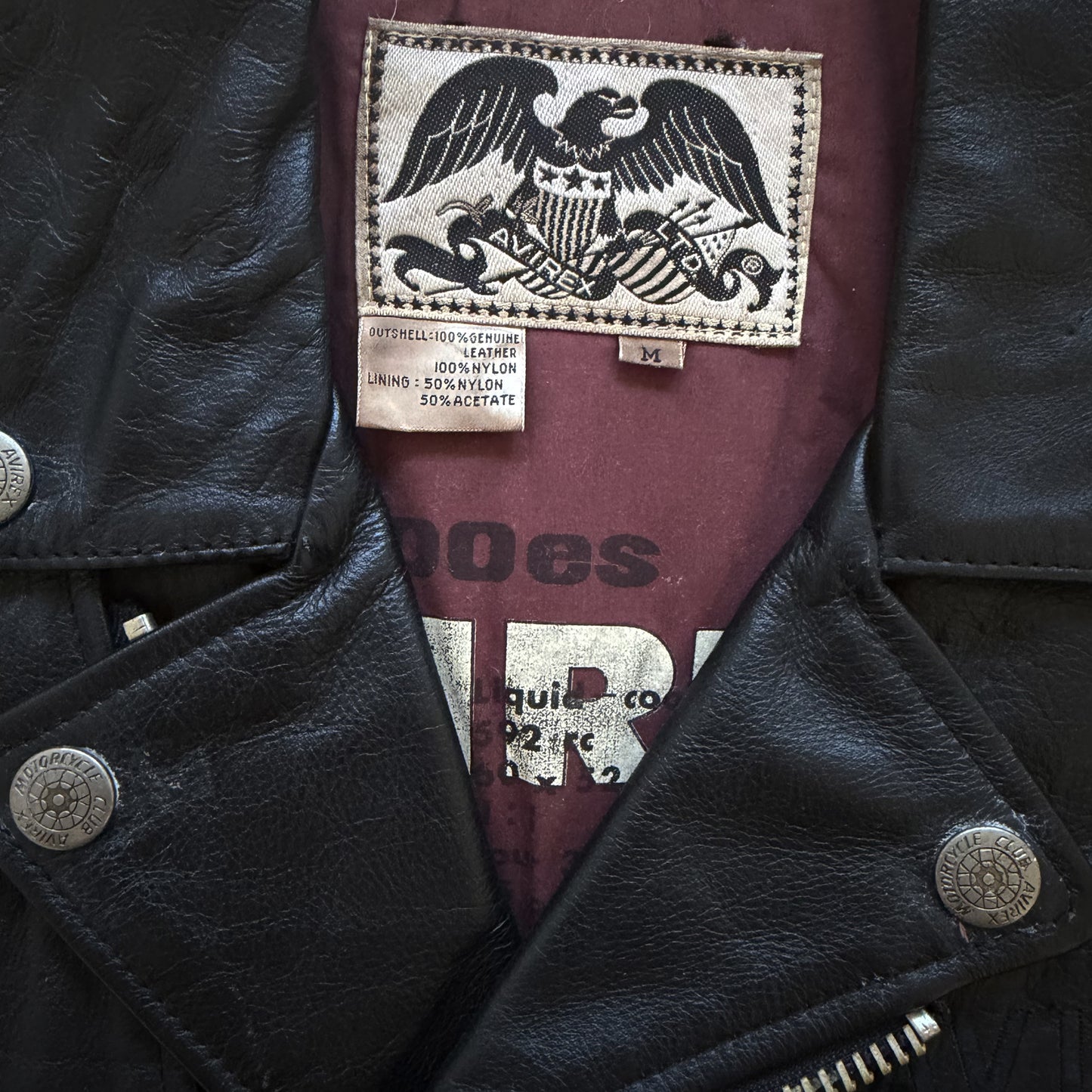 Avirex 'Daytona to LA' Leather Biker Jacket - M
