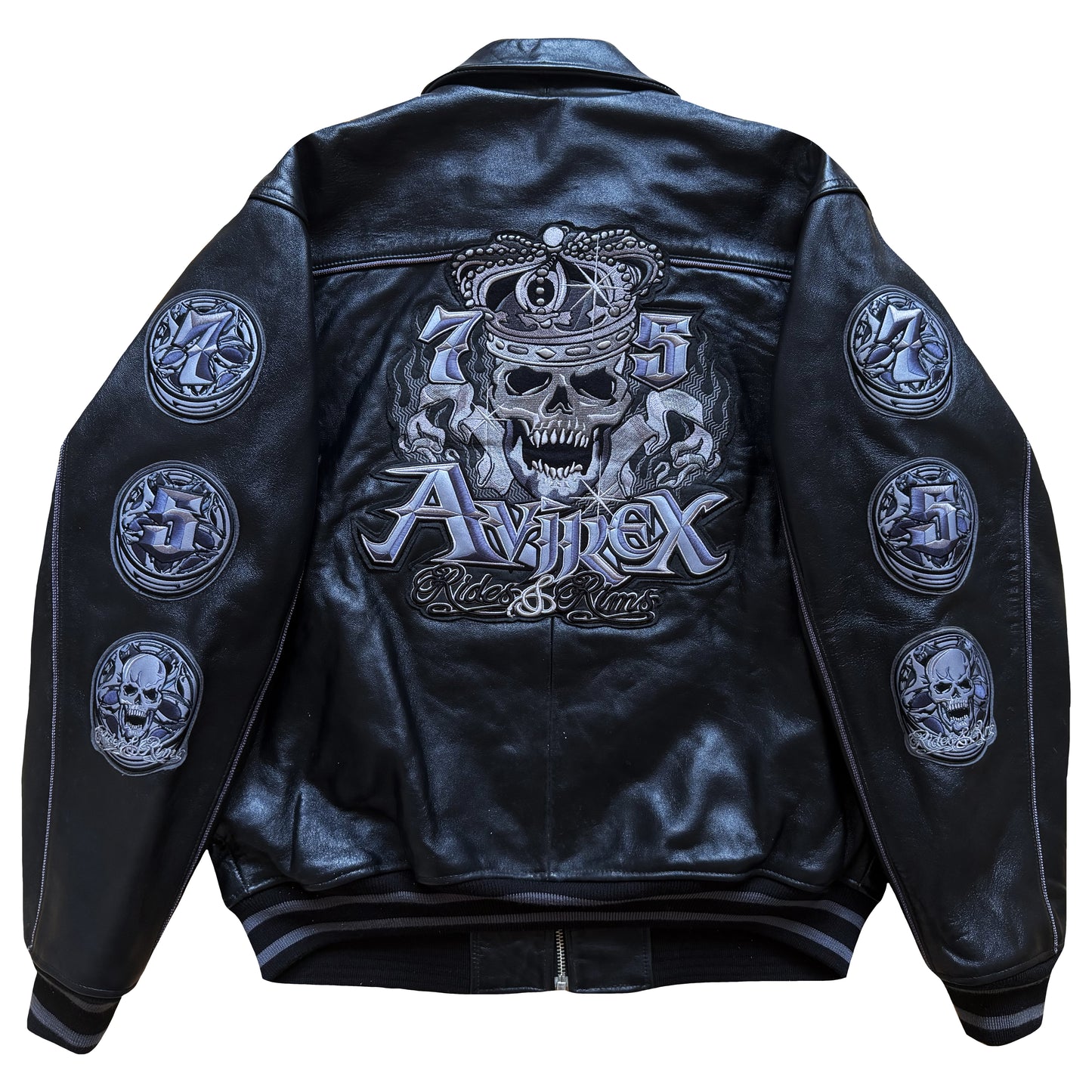 Avirex 'Rides & Rims' Leather Varsity Jacket - L