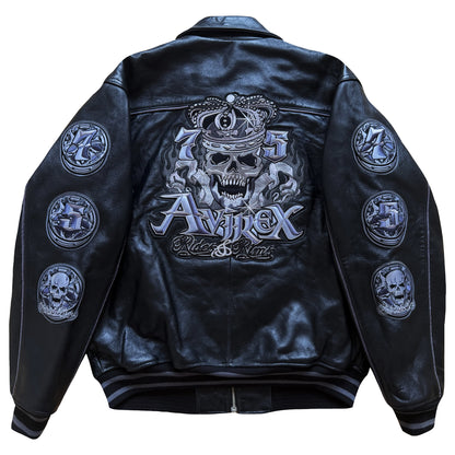 Avirex 'Rides & Rims' Leather Varsity Jacket - L