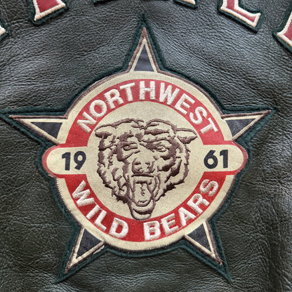 Avirex 'North West Wild Bears' Leather Varsity Jacket - S