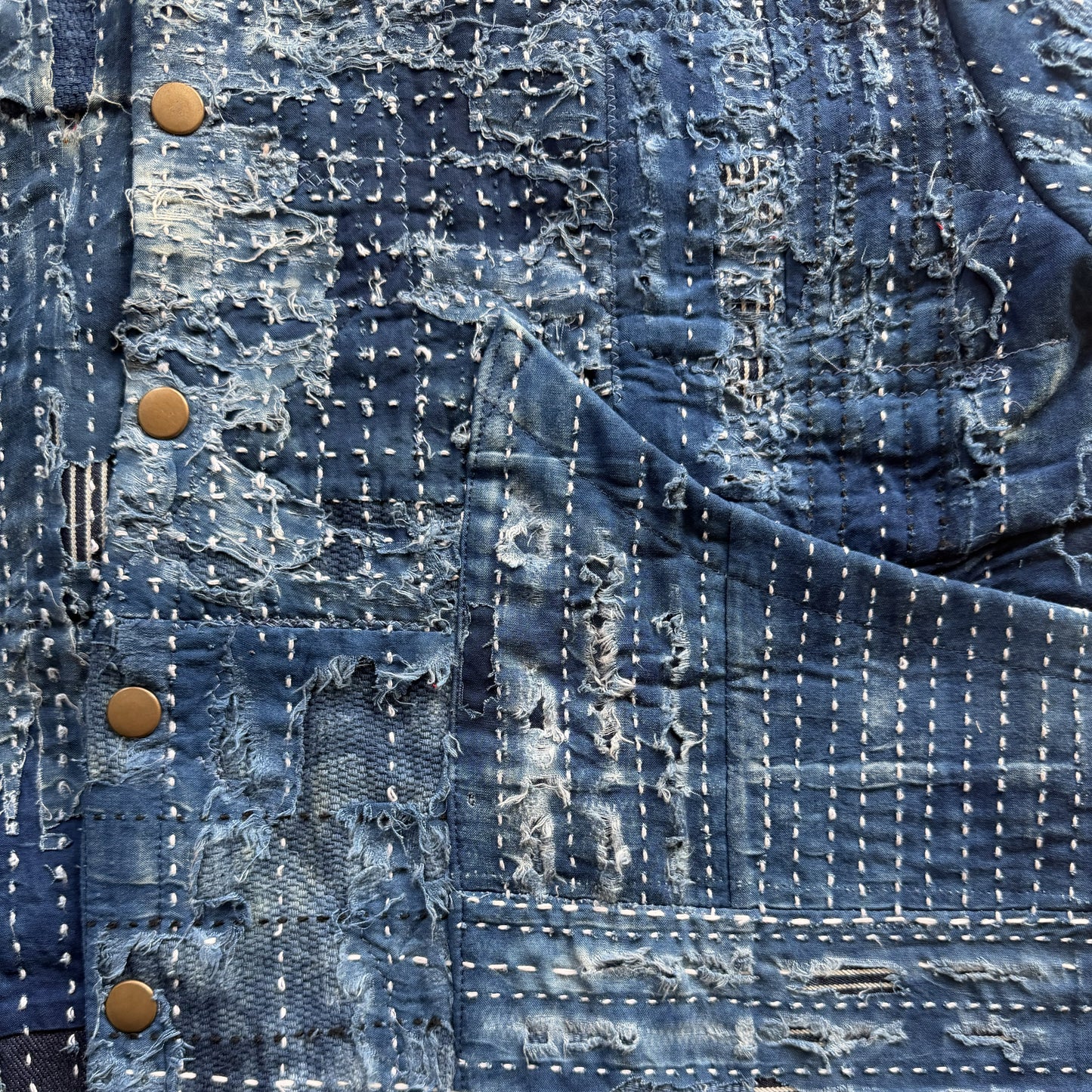 Japanese Boro Denim Work Chore Jacket - M