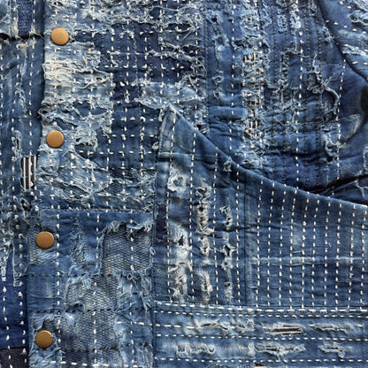 Japanese Boro Denim Work Chore Jacket - M