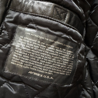 Avirex 'Rides & Rims' Leather Varsity Jacket - L