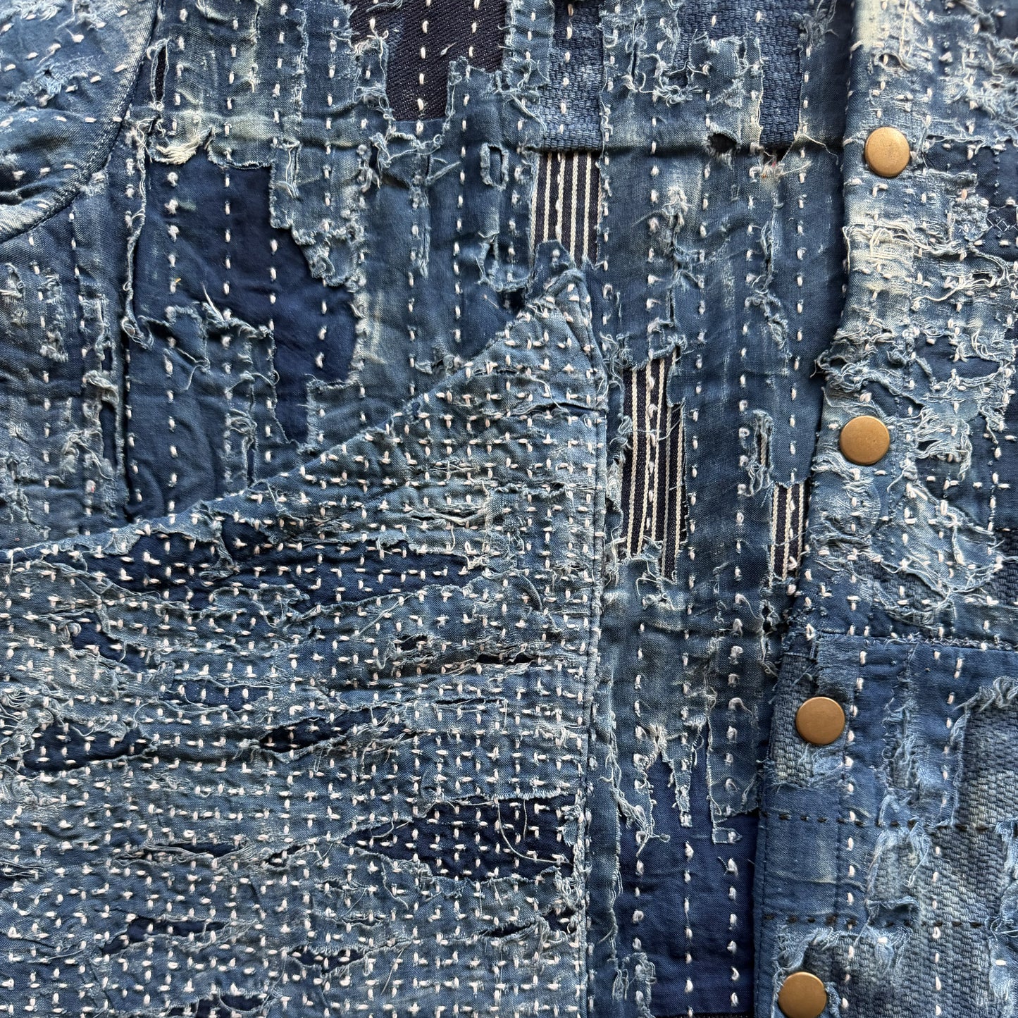 Japanese Boro Denim Work Chore Jacket - M