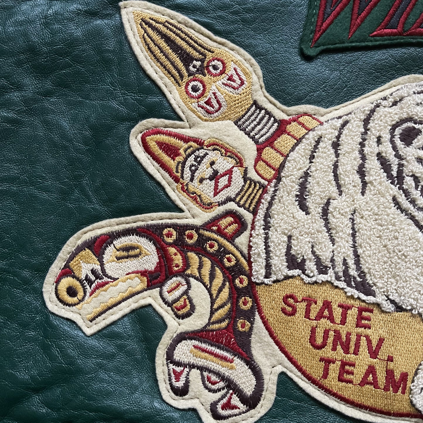 Avirex 'Alaskan Wild Bears' Leather Varsity Jacket - M