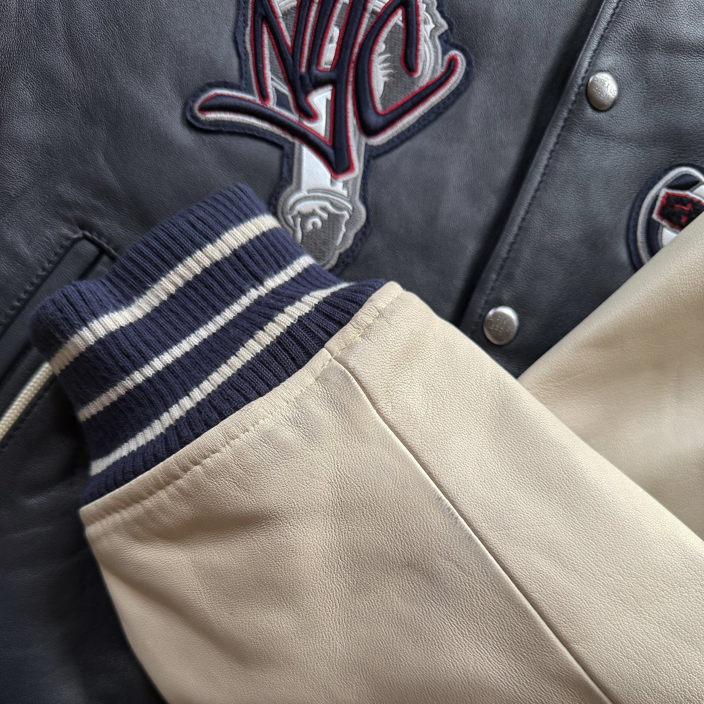 Avirex New York Leather Varsity Jacket - M