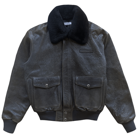 Avirex A2 Lambskin Leather Flight Jacket Boa Collar - L