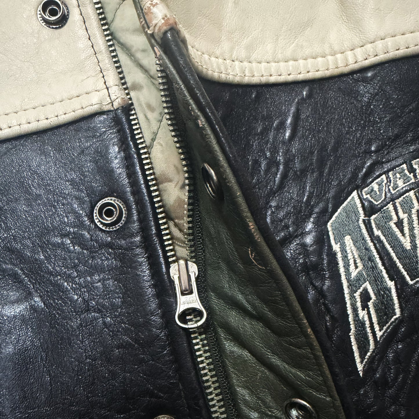 Avirex 'North West Wild Bears' Leather Varsity Jacket - S