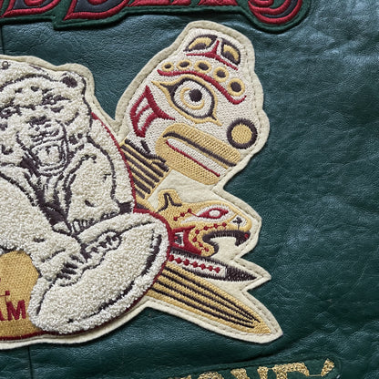 Avirex 'Alaskan Wild Bears' Leather Varsity Jacket - M