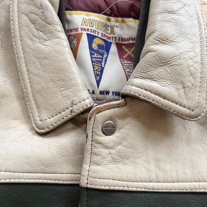 Avirex 'North West Wild Bears' Leather Varsity Jacket - S