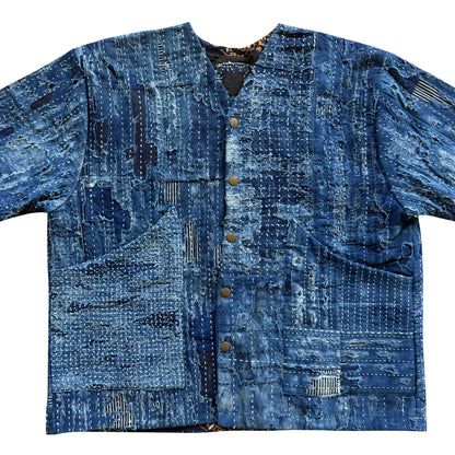 Japanese Boro Denim Work Chore Jacket - M