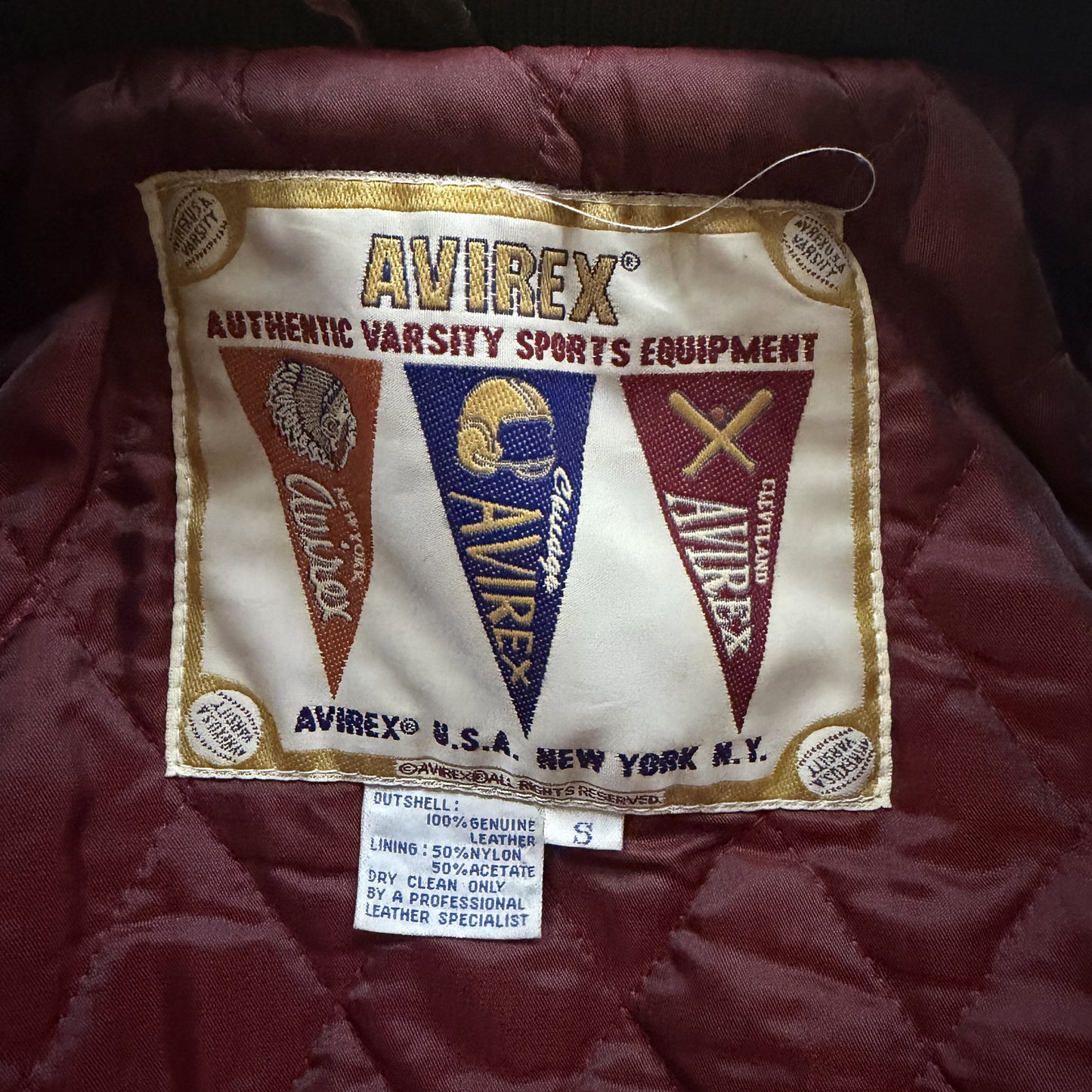 Avirex 'North West Wild Bears' Leather Varsity Jacket - S