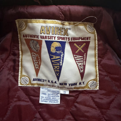 Avirex 'North West Wild Bears' Leather Varsity Jacket - S