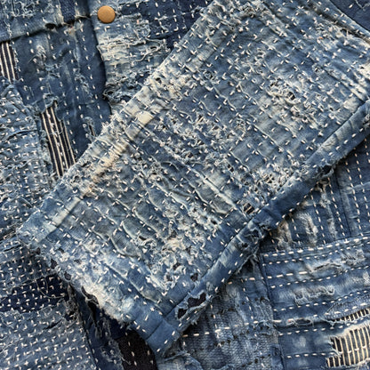 Japanese Boro Denim Work Chore Jacket - M