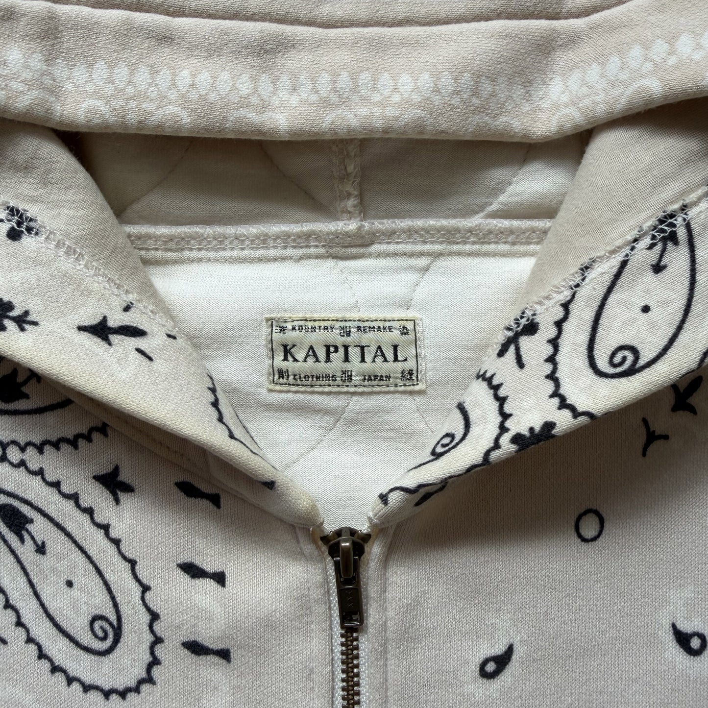Kapital Bandana Quilted Shell Hoodie - L