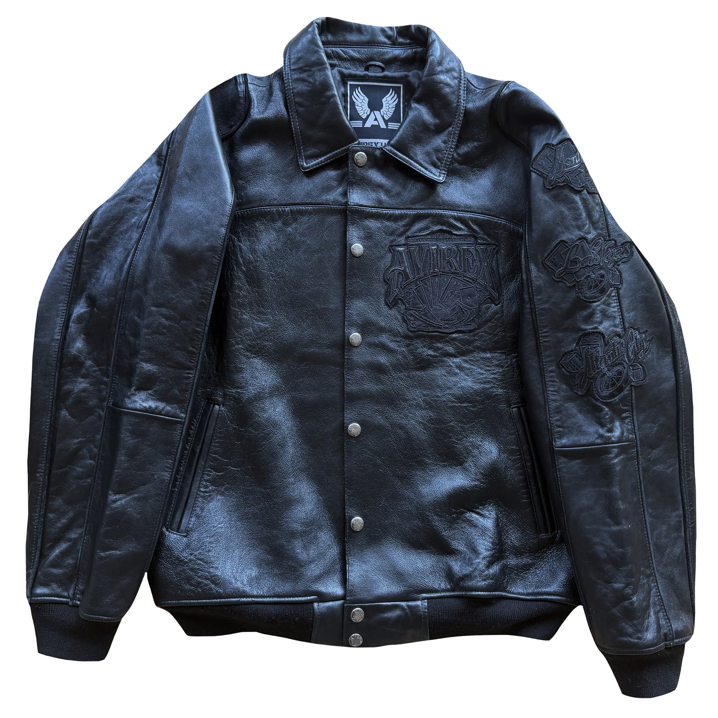 Avirex 'Royal Flush' Leather Varsity Jacket - L