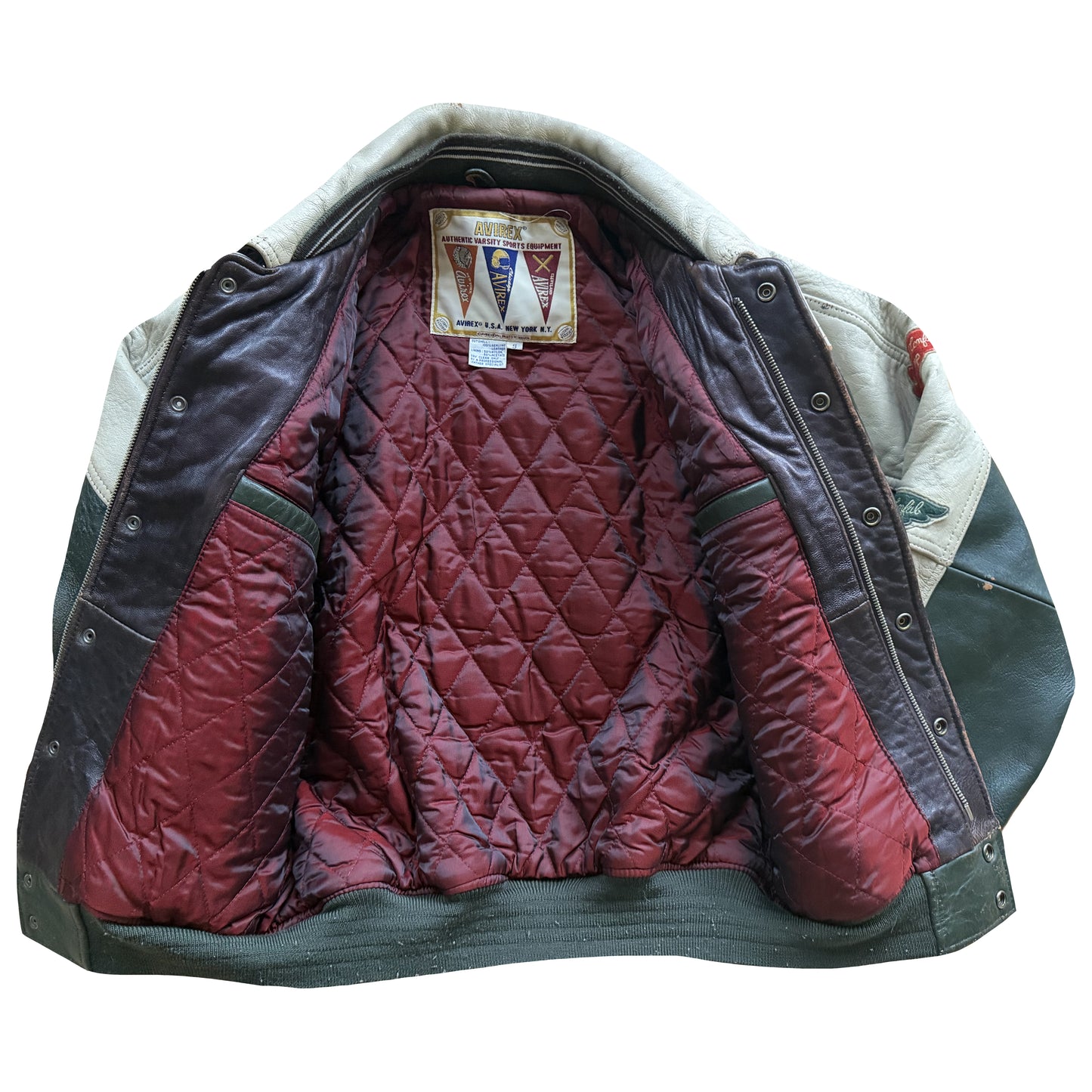 Avirex 'North West Wild Bears' Leather Varsity Jacket - S