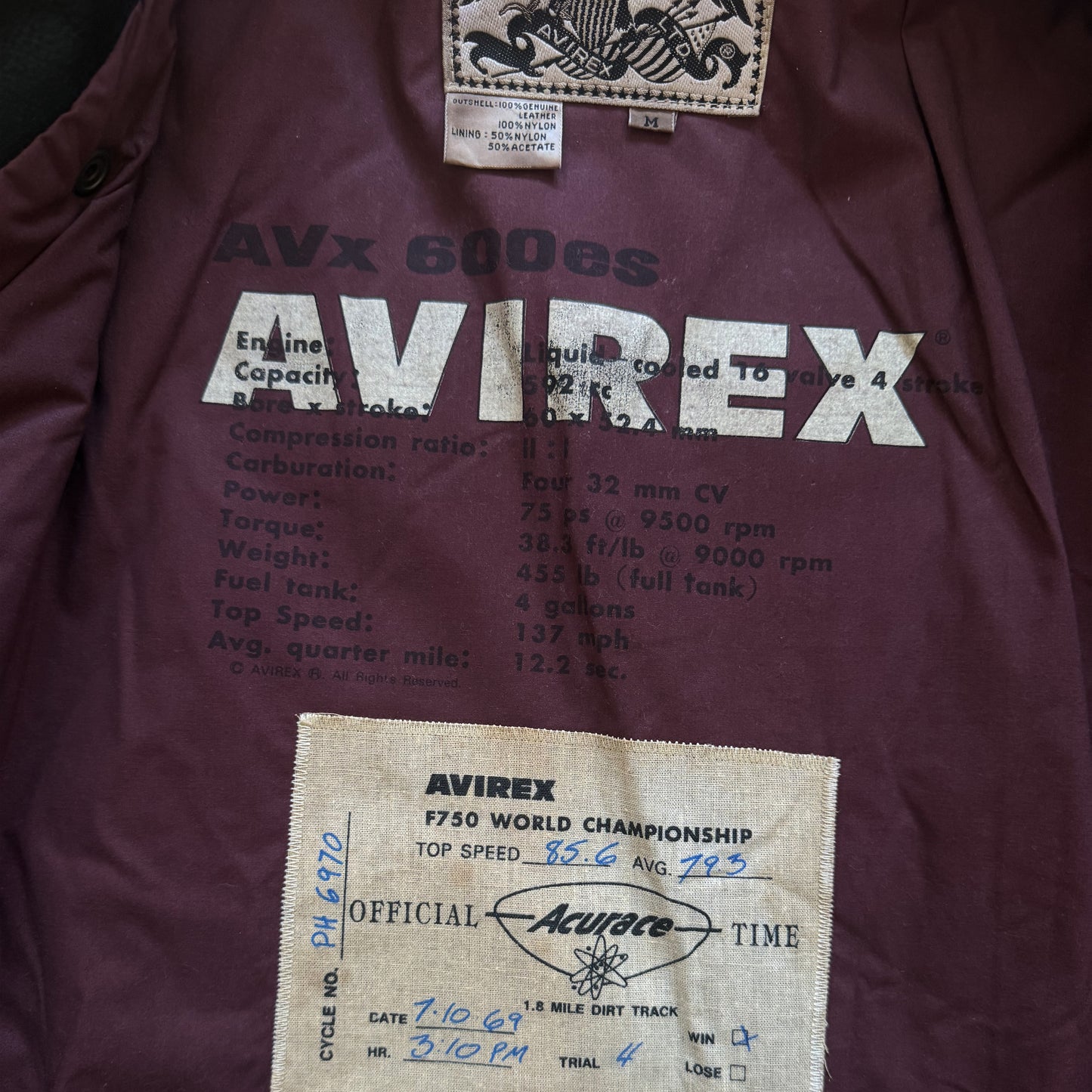 Avirex 'Daytona to LA' Leather Biker Jacket - M
