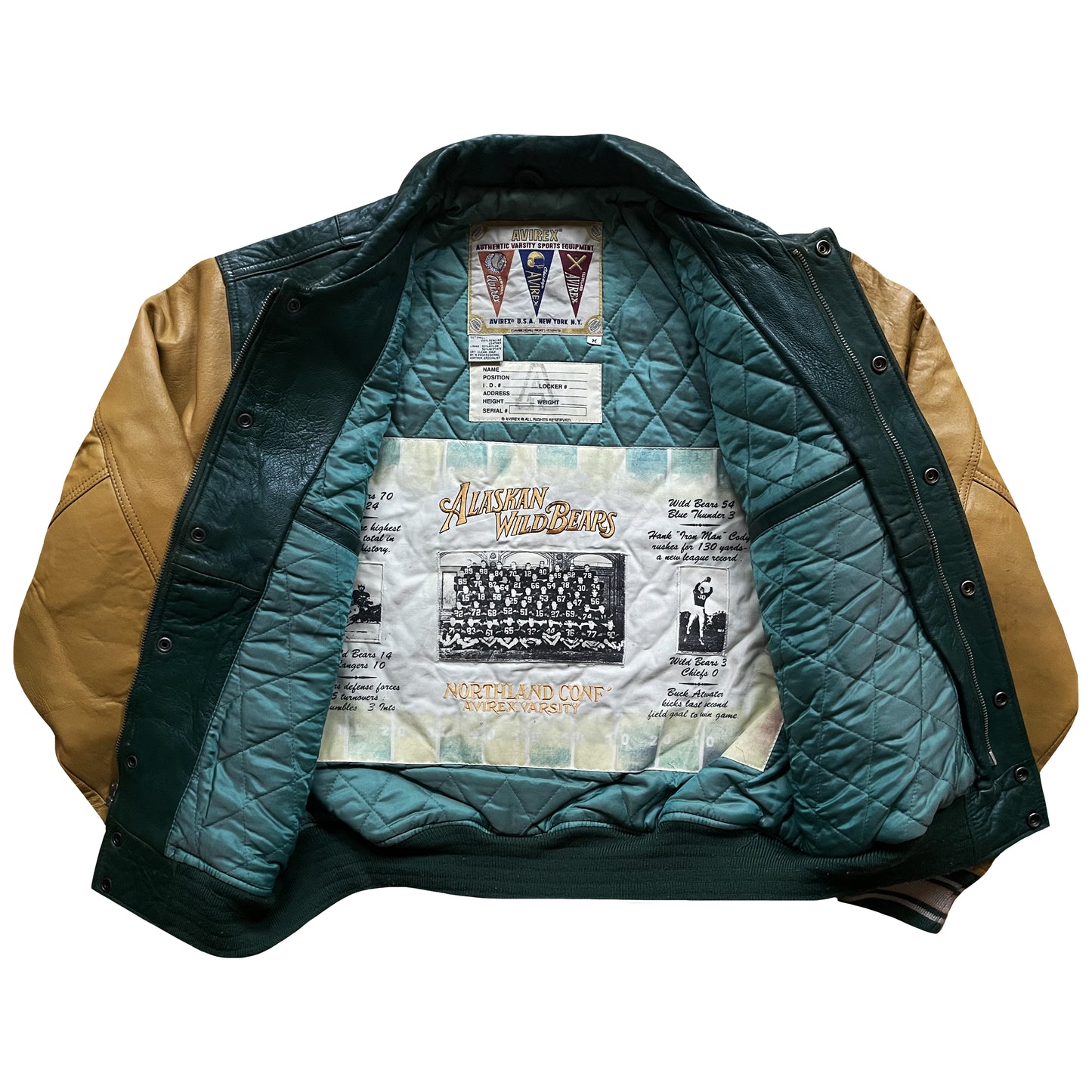 Avirex 'Alaskan Wild Bears' Leather Varsity Jacket - M