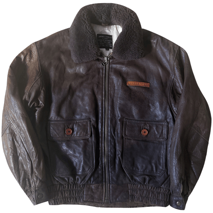 Avirex G-1 80's Leather Lambskin Flight Jacket Boa Collar - M