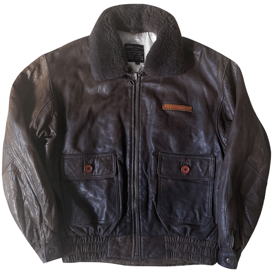 Avirex G-1 80's Leather Lambskin Flight Jacket Boa Collar - M