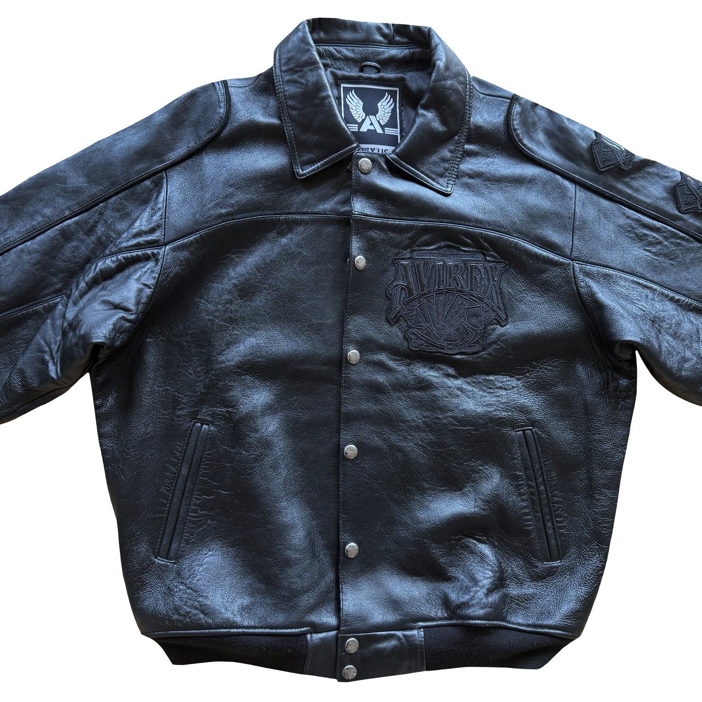 Avirex 'Royal Flush' Leather Varsity Jacket - L