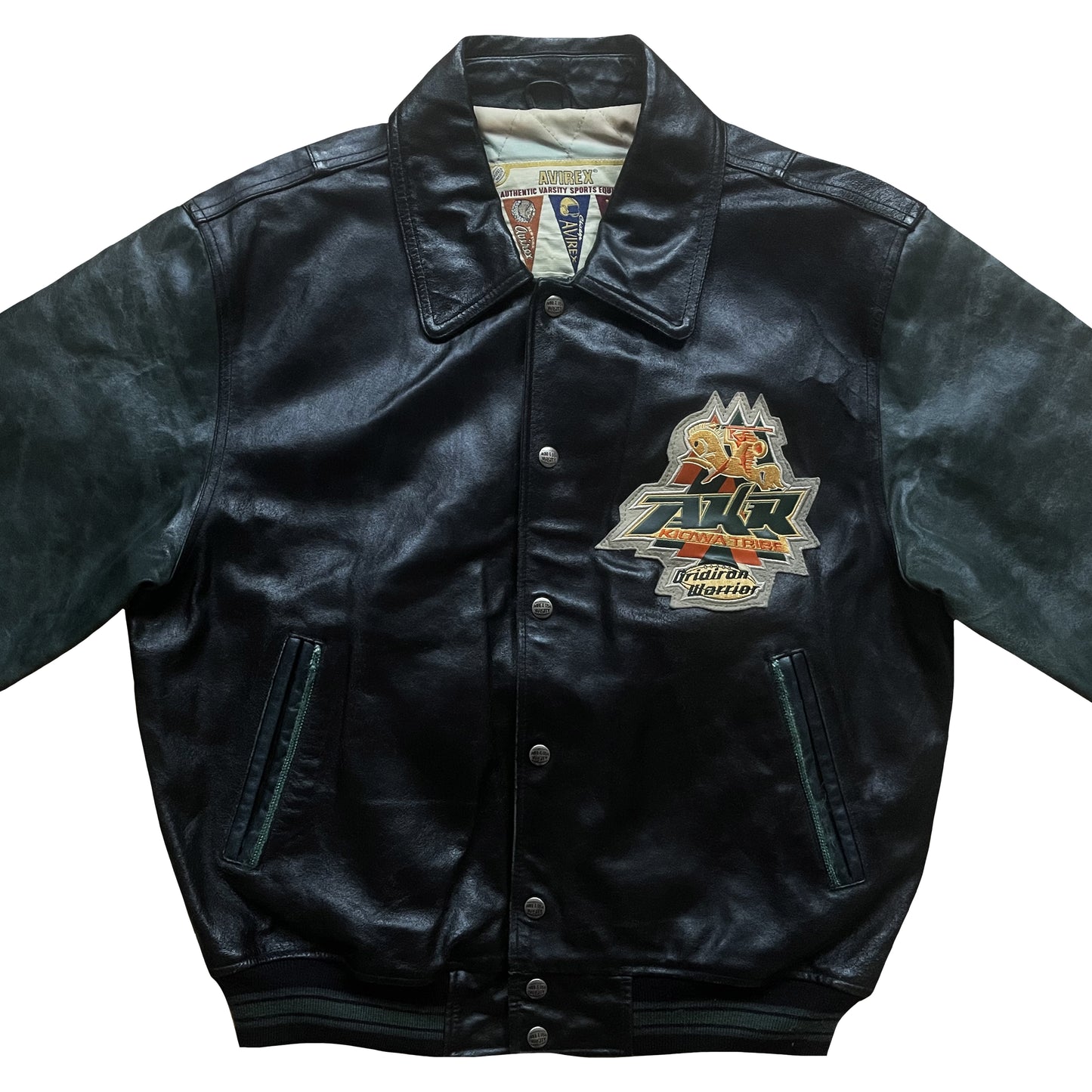 Avirex 'Oridian Warrior' Leather Varsity Jacket - M