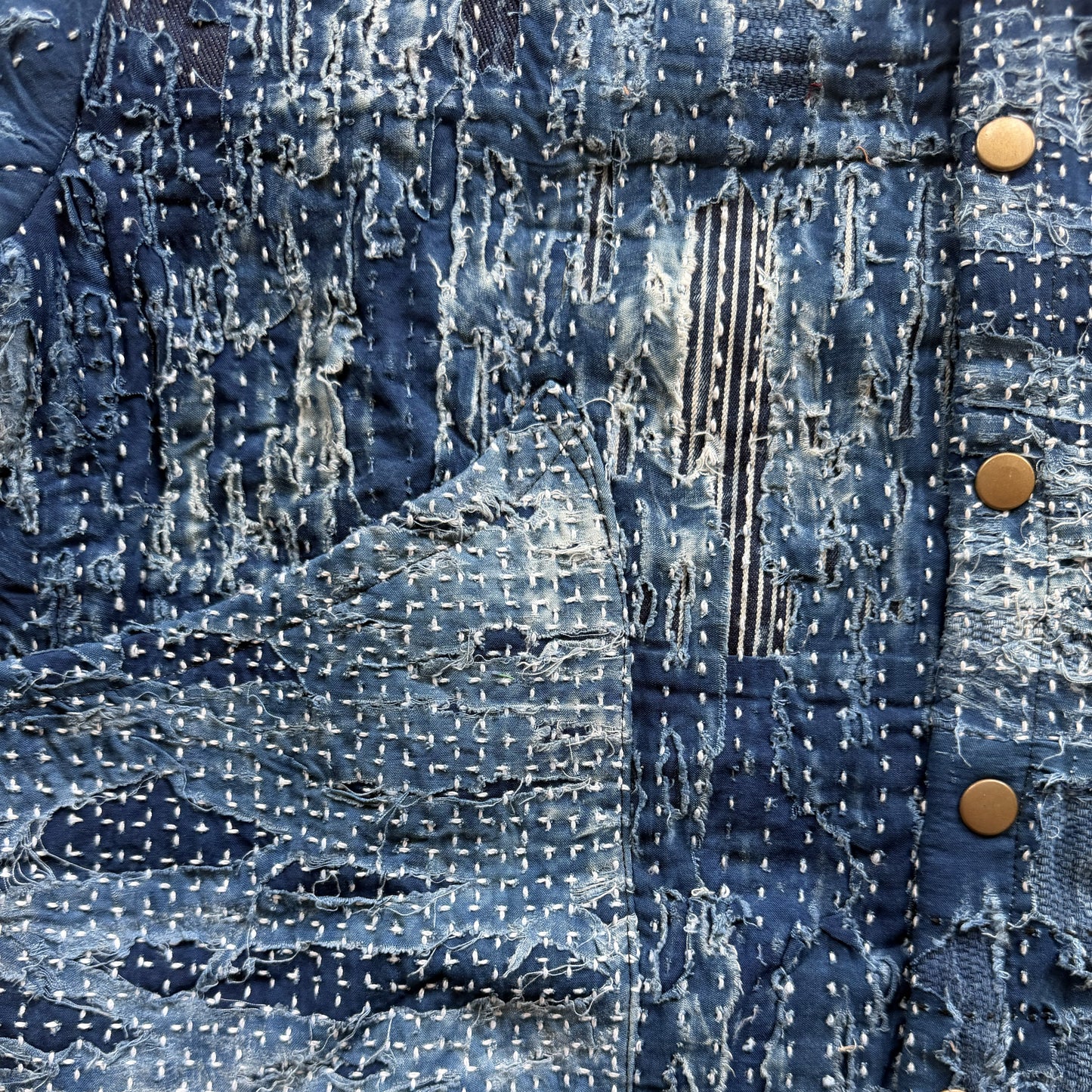 Japanese Boro Denim Work Chore Jacket - M