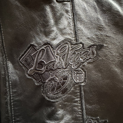 Avirex 'Royal Flush' Leather Varsity Jacket - L