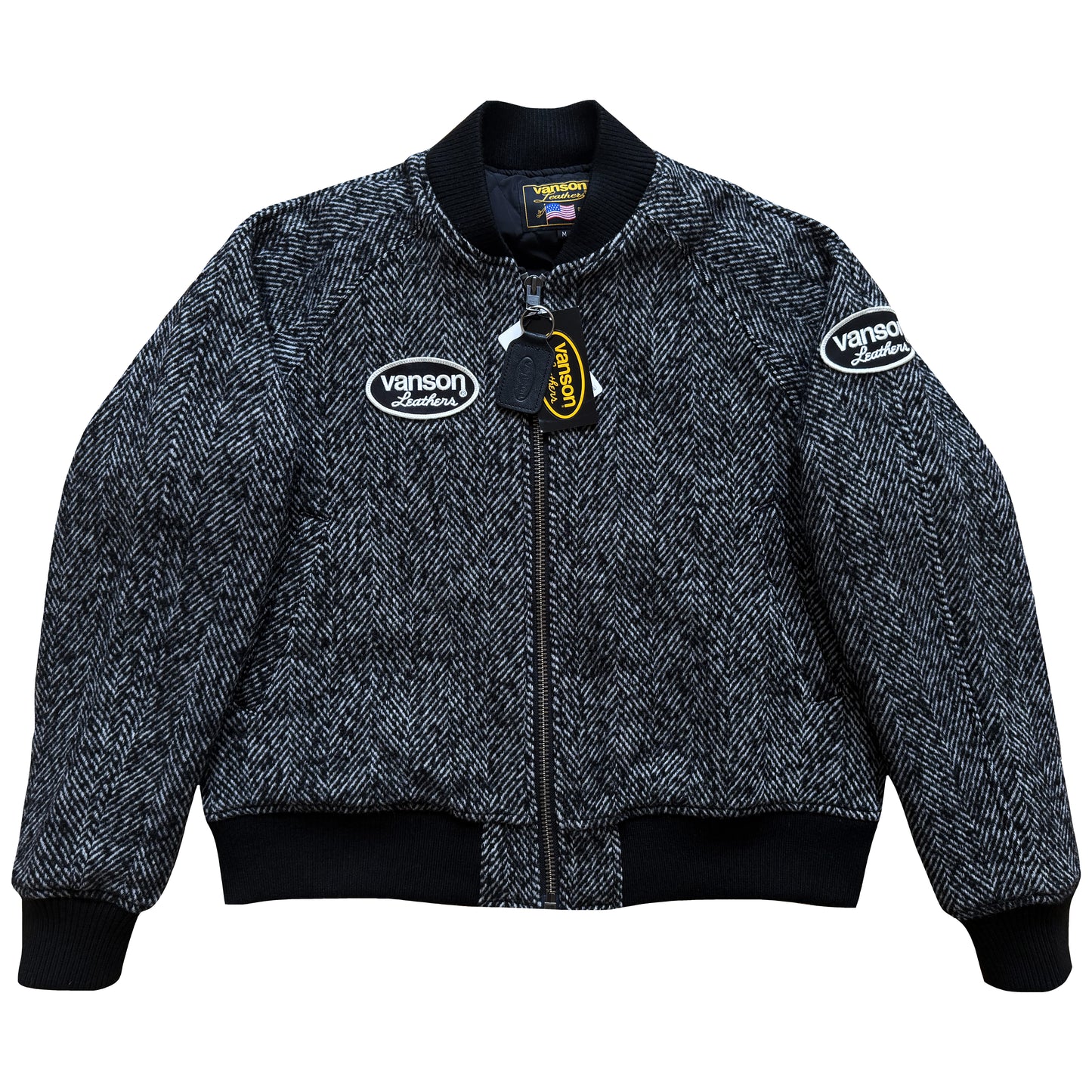 Vanson Leathers Tweed Wool Bomber Jacket - M