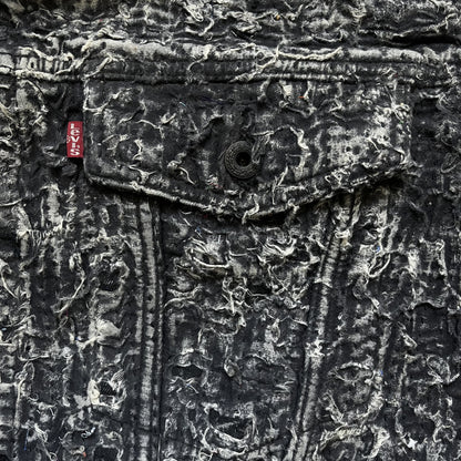 Boro Sashiko Distressed Denim Trucker Jacket - XXL