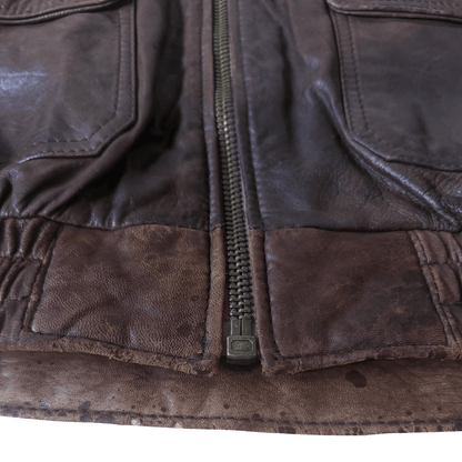 Avirex G-1 80's Leather Lambskin Flight Jacket Boa Collar - M