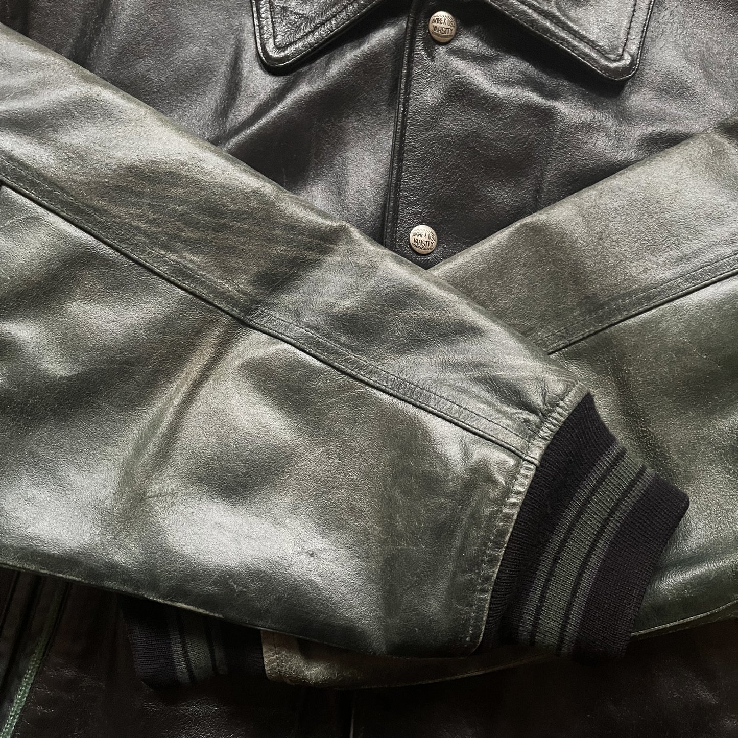 Avirex 'Oridian Warrior' Leather Varsity Jacket - M