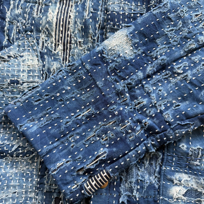 Japanese Boro Denim Work Chore Jacket - M