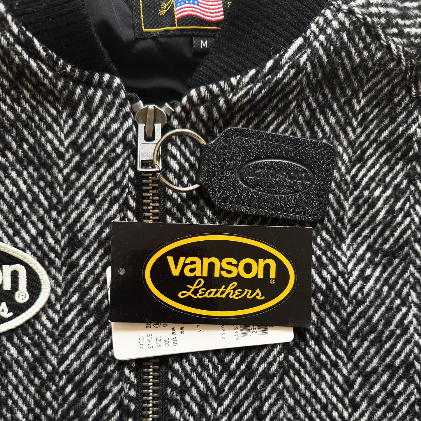 Vanson Leathers Tweed Wool Bomber Jacket - M