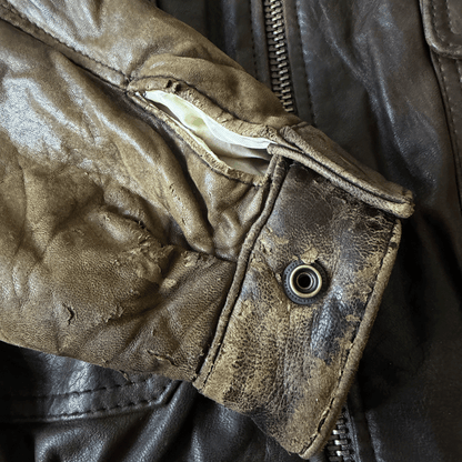 Avirex G-1 80's Leather Lambskin Flight Jacket Boa Collar - M
