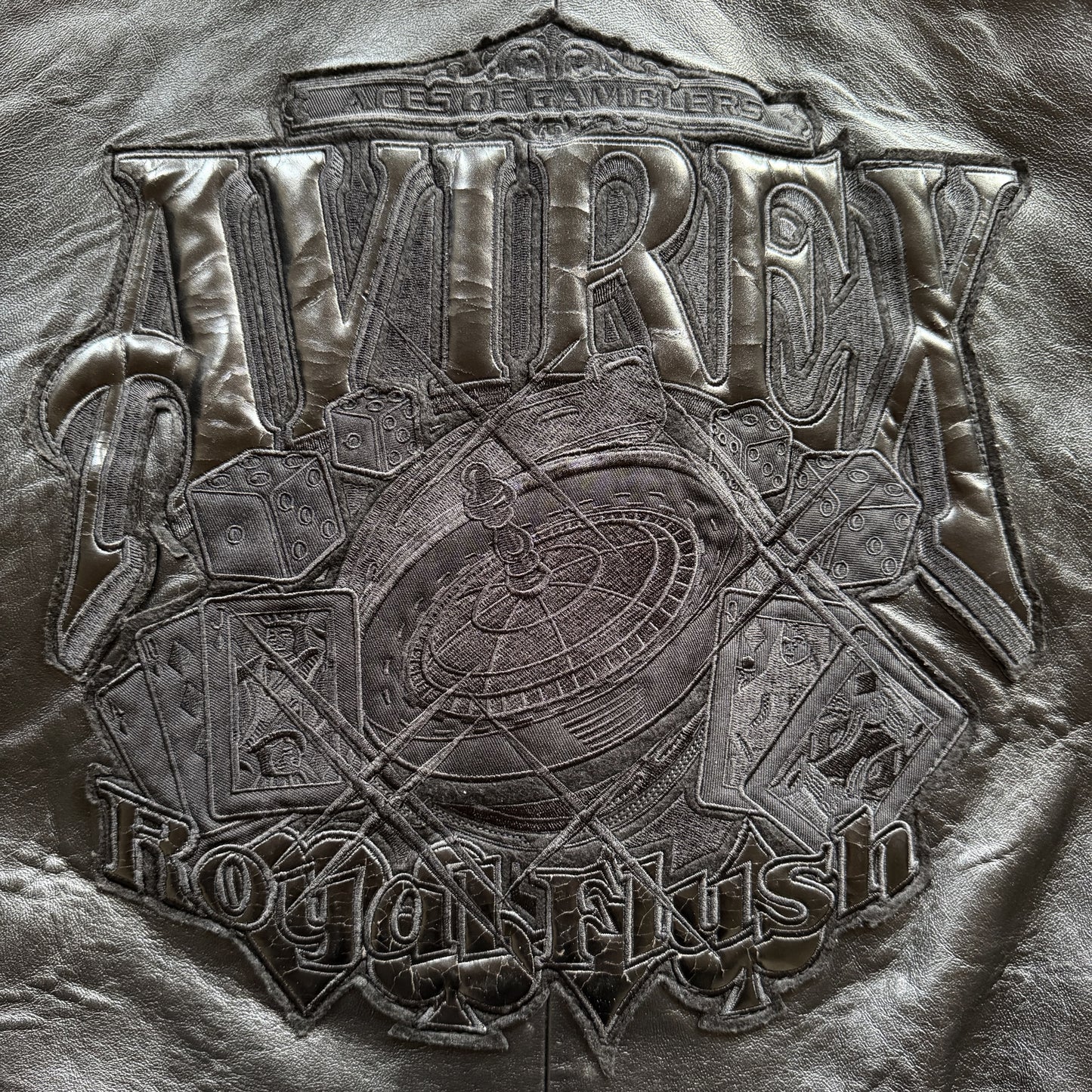 Avirex 'Royal Flush' Leather Varsity Jacket - L