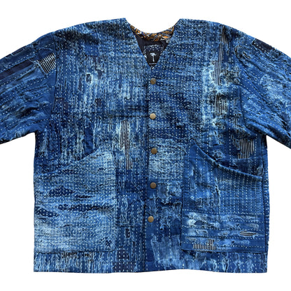 Japanese Boro Denim Work Chore Jacket - M