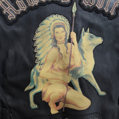 Avirex Howling Wolf Leather Biker Jacket - S