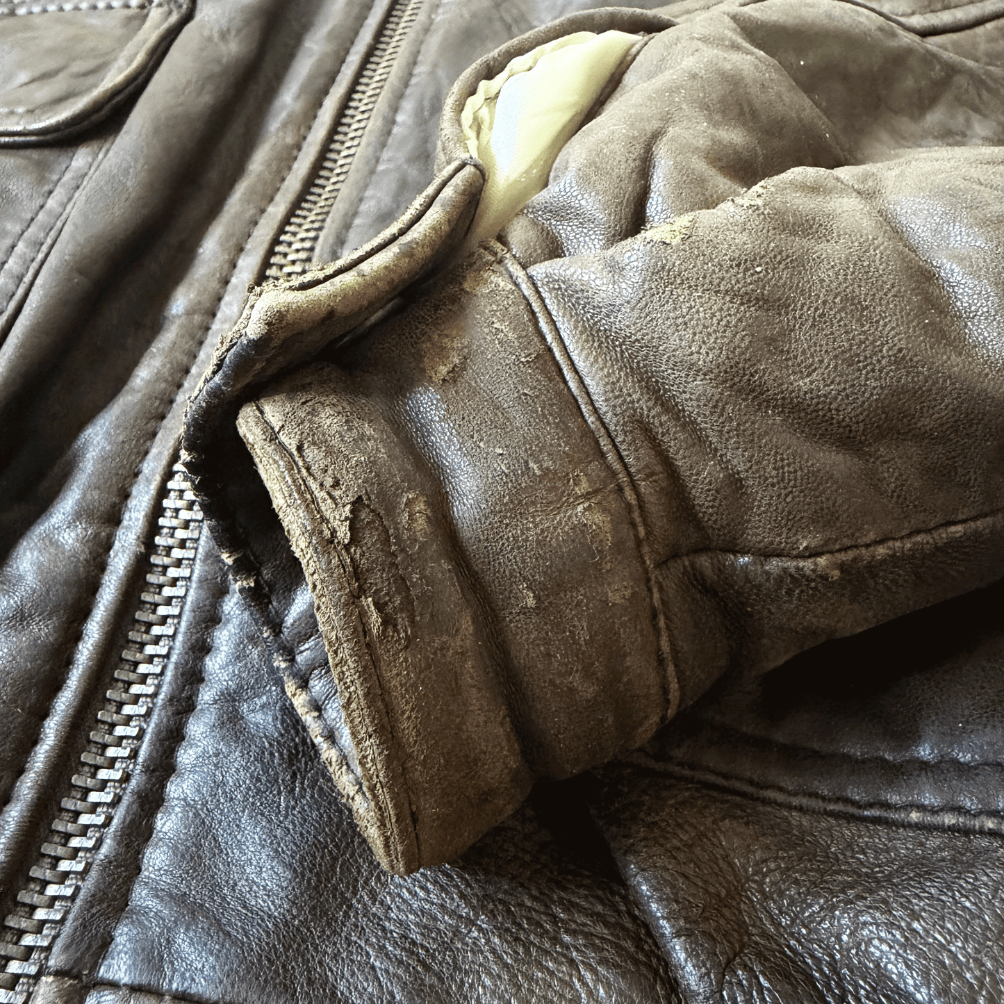 Avirex G-1 80's Leather Lambskin Flight Jacket Boa Collar - M
